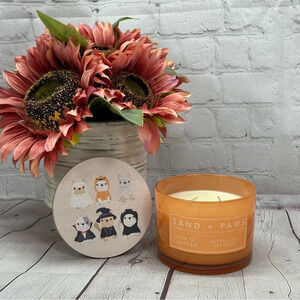 NWT sand + paws jack o'lantern candle with frenchies french bulldog coastume